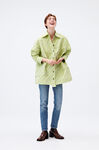 Stripe Taffeta Raglan Sleeve Oversize Shirt, Polyester, in colour Margarita - 2 - GANNI