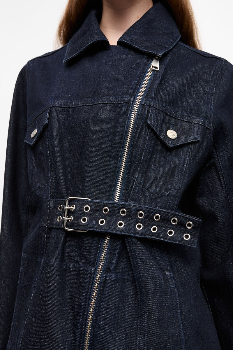 Jakke i bl&aring; denim, Organic Cotton, in colour Rinse - 4 - GANNI