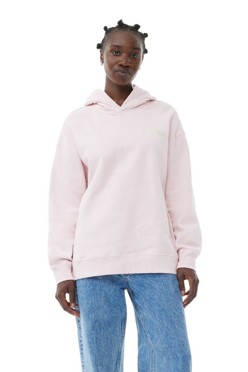 Light Pink Isoli Oversized Hoodie, Cotton, in colour Chalk Pink - 1 - GANNI