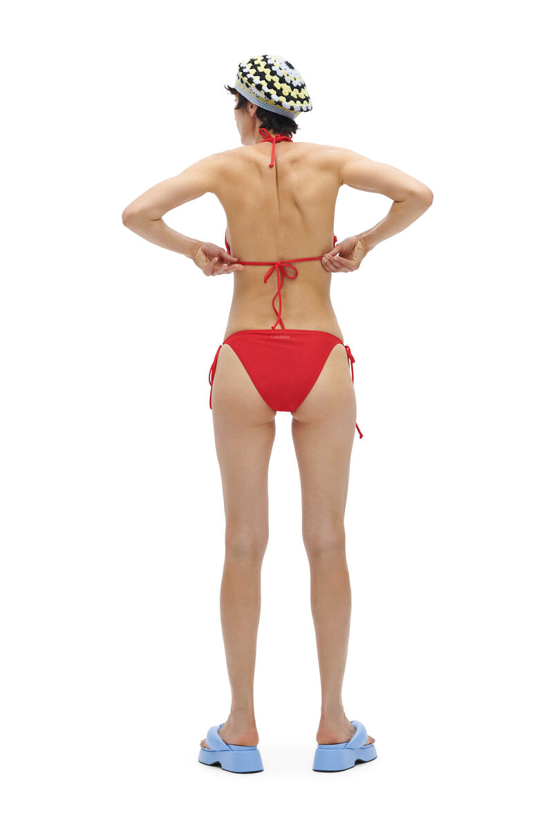 String Bikini Top, Elastane, in colour High Risk Red - 2 - GANNI