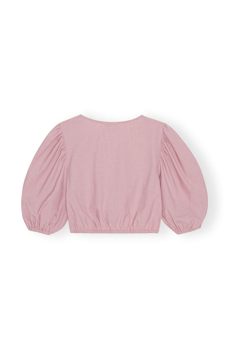 Drapey Melange Zipper Blouse, Elastane, in colour Pink Tulle - 2 - GANNI