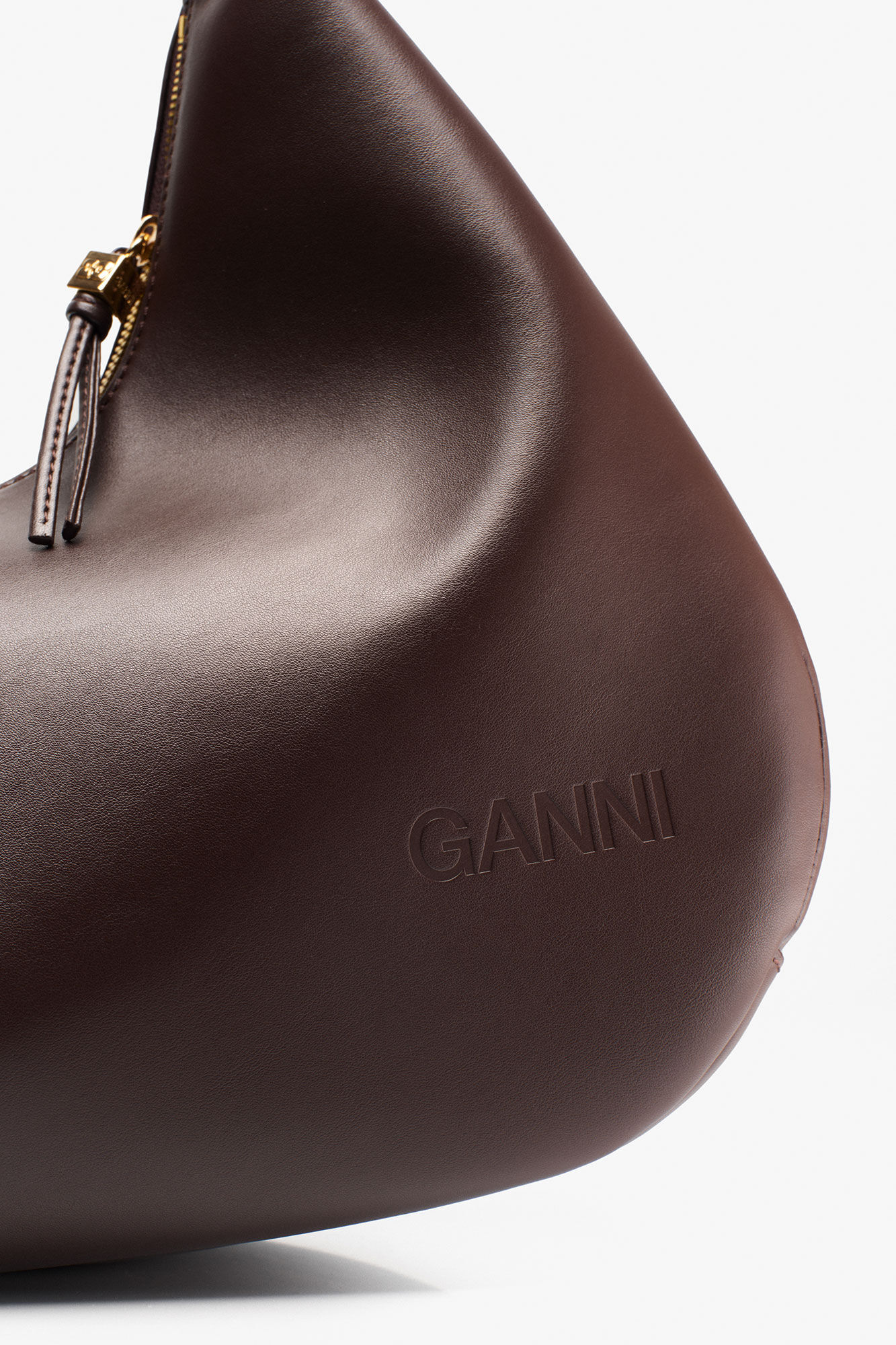 Brun medium Hobo taske, Recycled Leather, in colour Seal Brown - 6 - GANNI