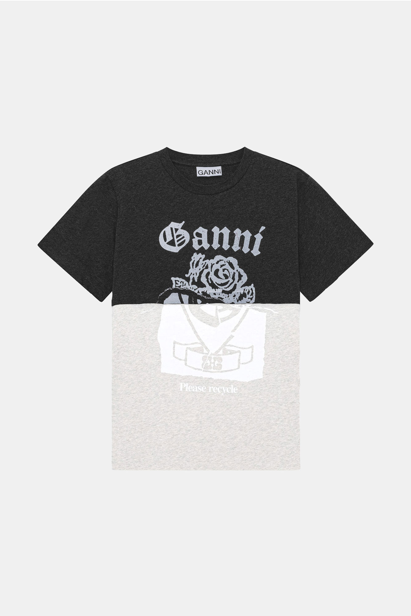 Re-cut Jersey T-shirt, Cotton, in colour Phantom - 1 - GANNI