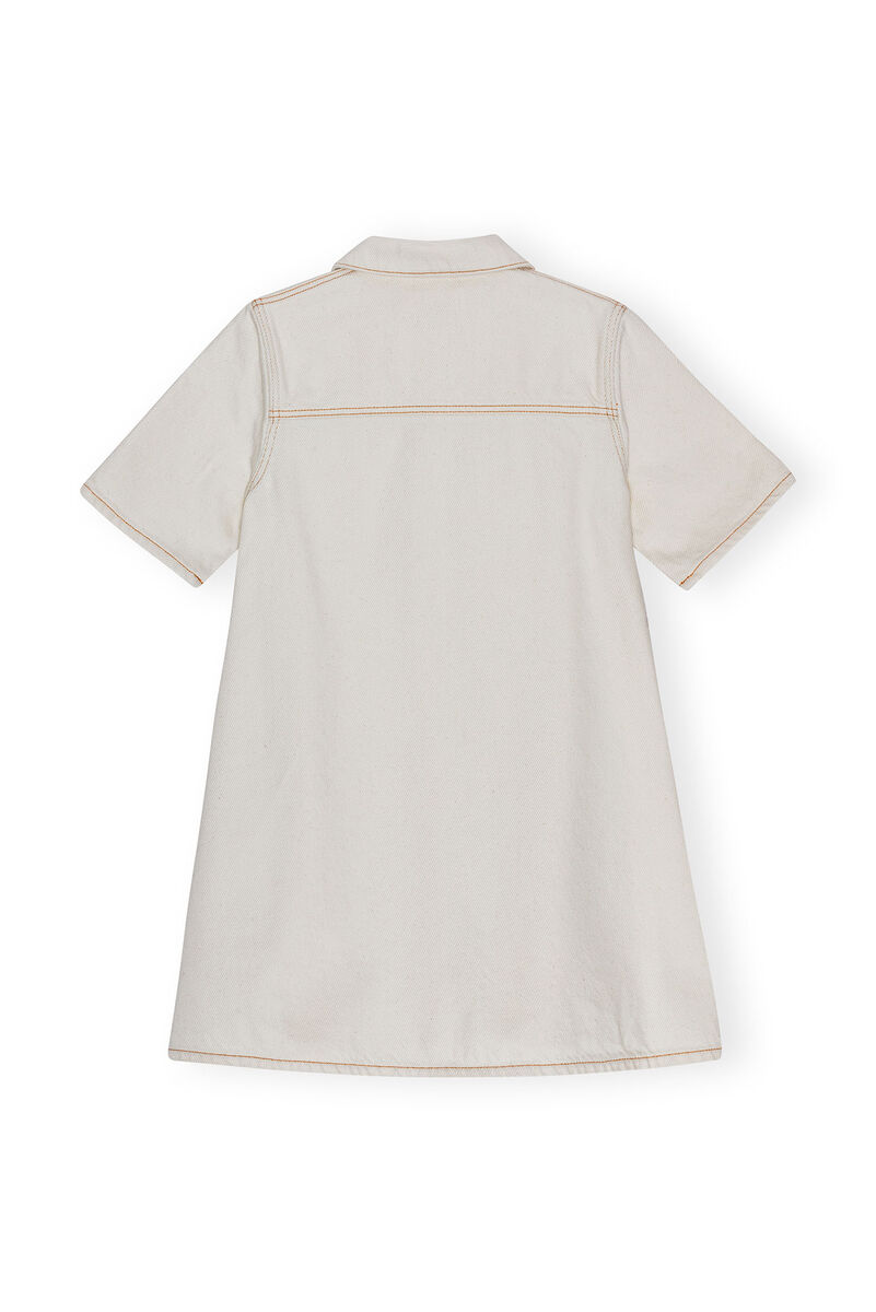 White Heavy Denim Mini klänning, Cotton, in colour Egret - 2 - GANNI