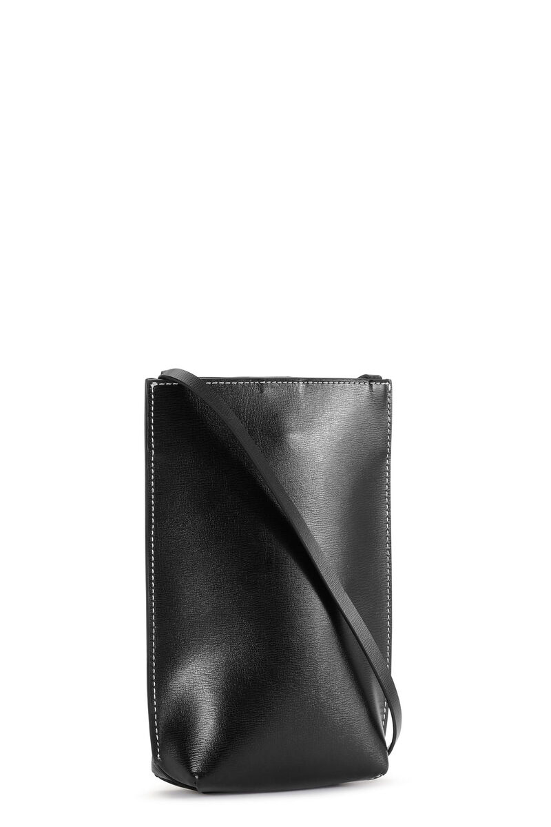 Small Banner Crossbody Bag, Leather, in colour Black - 2 - GANNI