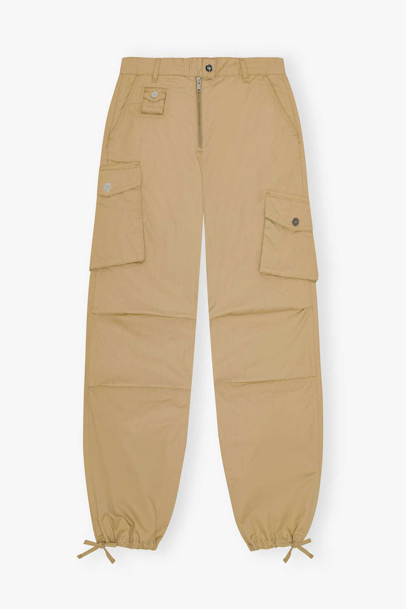 Camel Washed Cotton Twill Pants | GANNI US