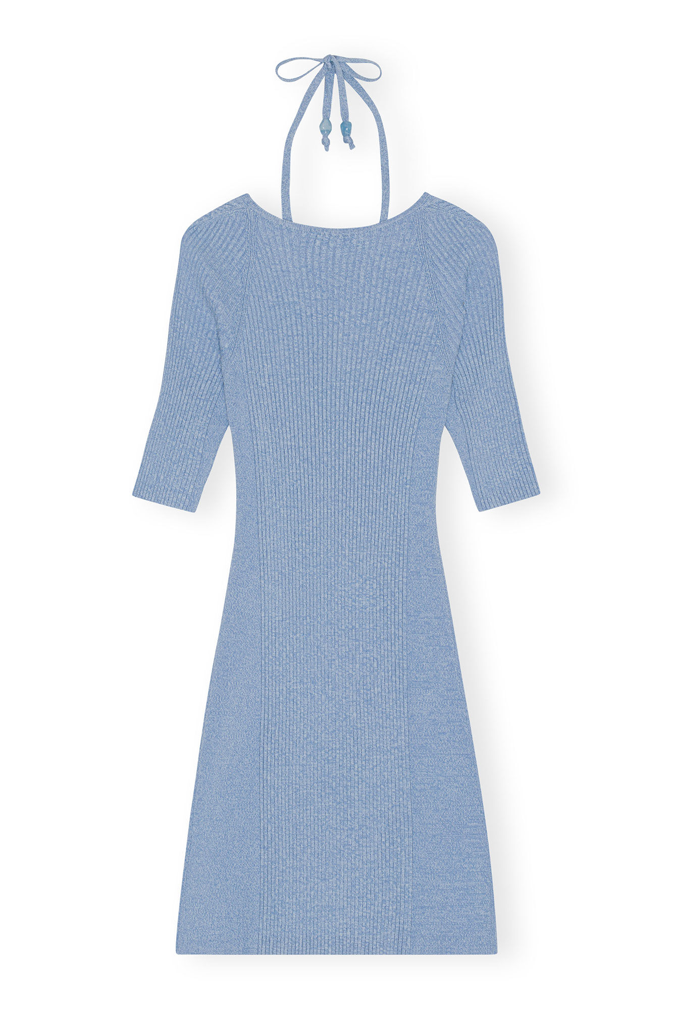 Melange Knit Mini Dress, Elastane, in colour Ethereal Blue - 2 - GANNI