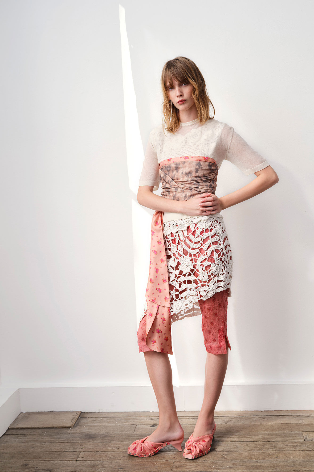 Skirt in Cotton Crochet, Organic Cotton, in colour Egret - 4 - GANNI