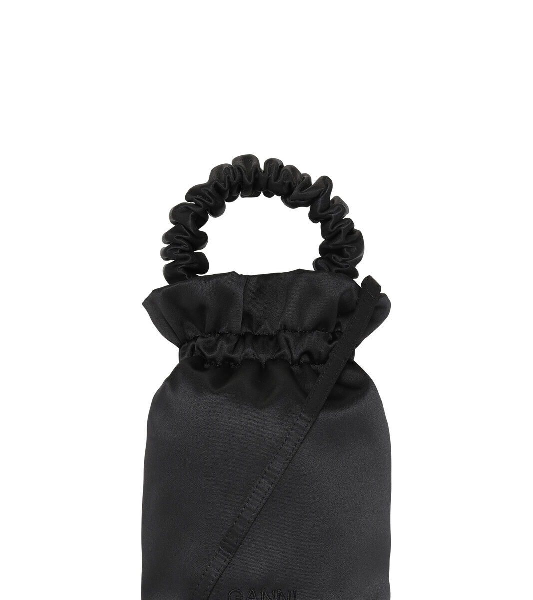 Ruched Top Handle Taske, Polyester, in colour Black - 1 - GANNI