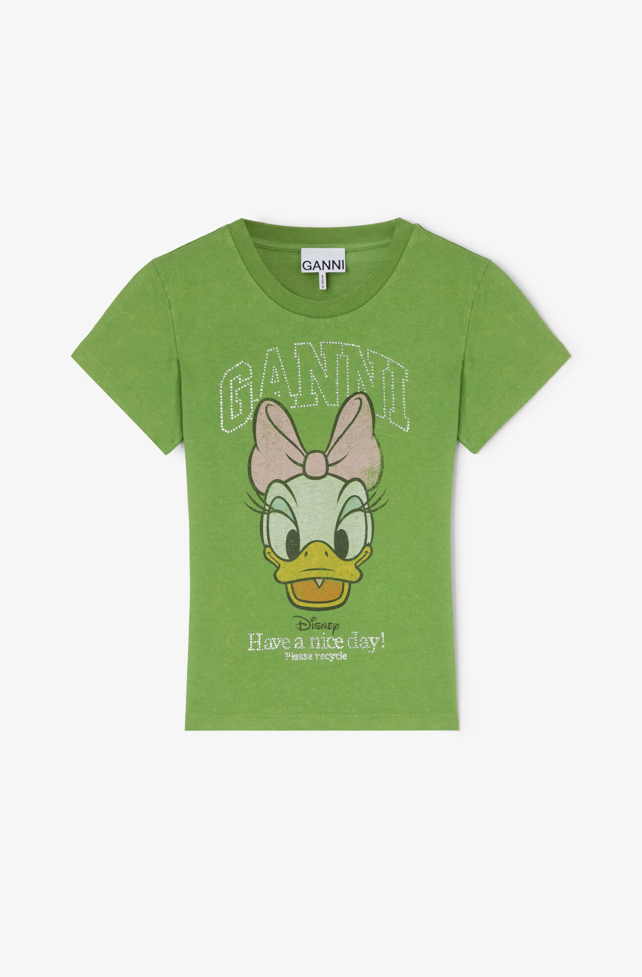 Daisy Duck Green Baby Fit T-shirt, Recycled Cotton, in colour Minced Herb - 1 - GANNI