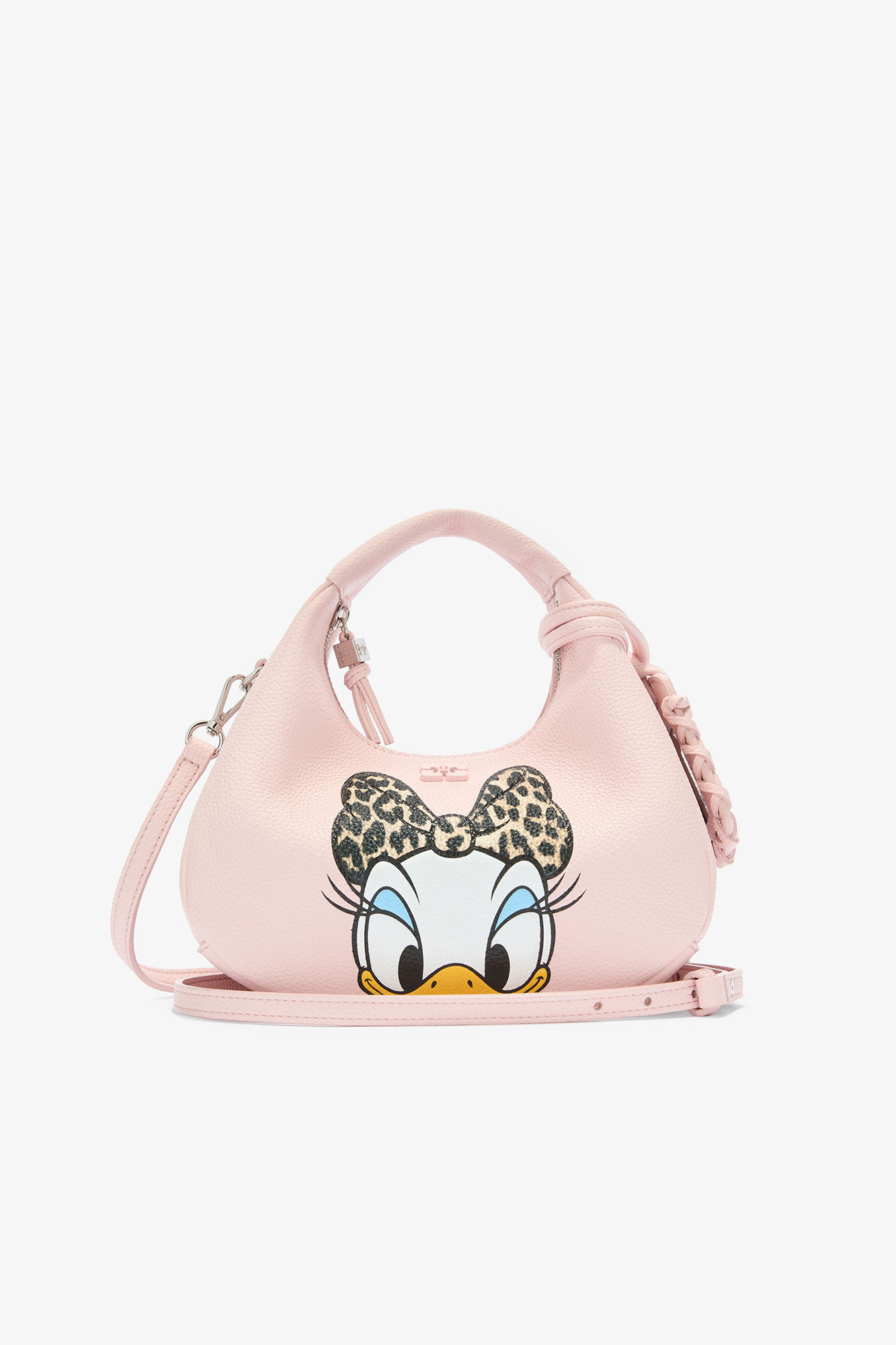 Daisy Duck Mini Hobo Bag in Pink, Recycled Polyester, in colour Chalk Pink - 1 - GANNI