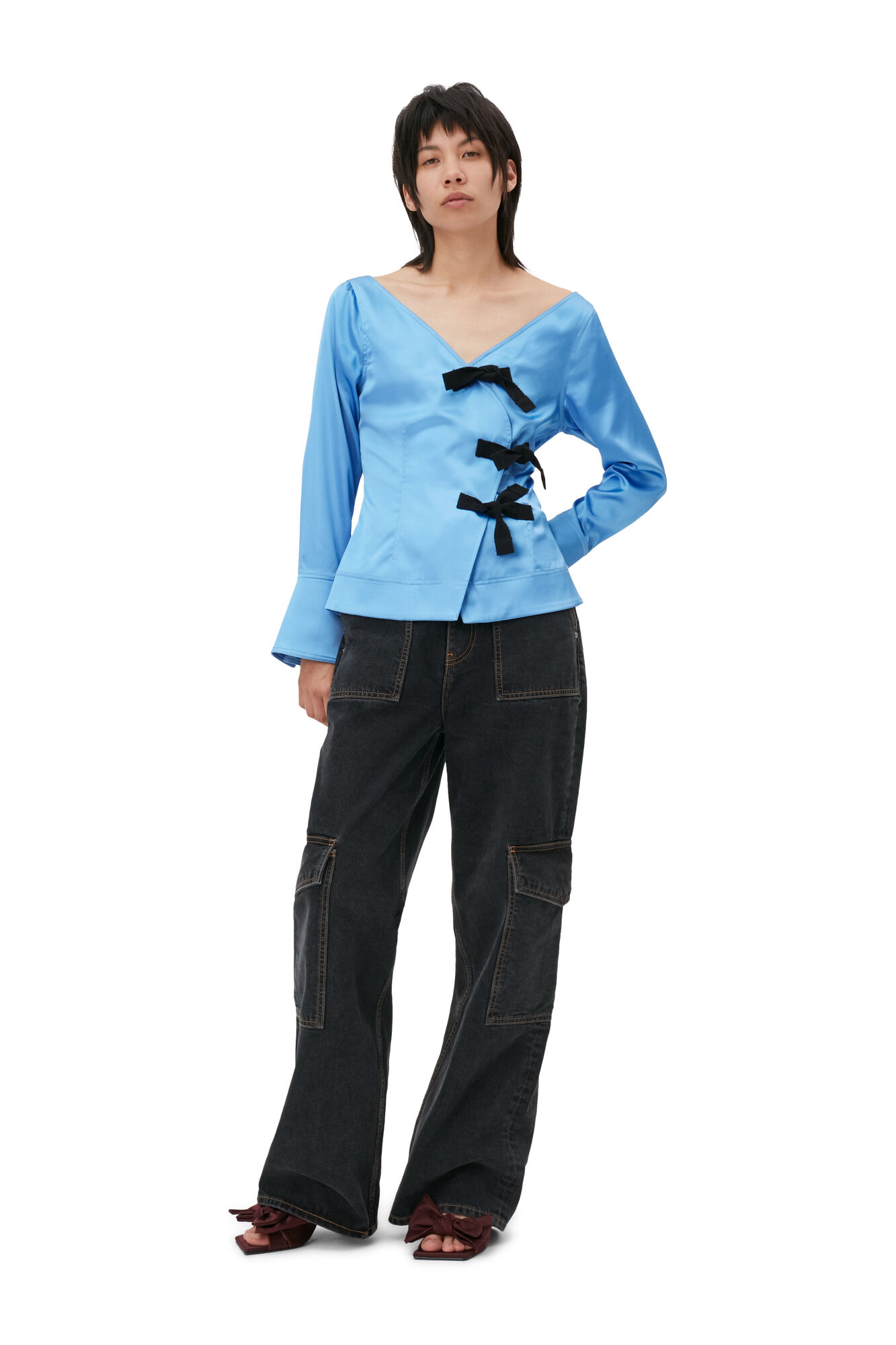 Angi Jeans, Cotton, in colour Washed Black/Black - 1 - GANNI