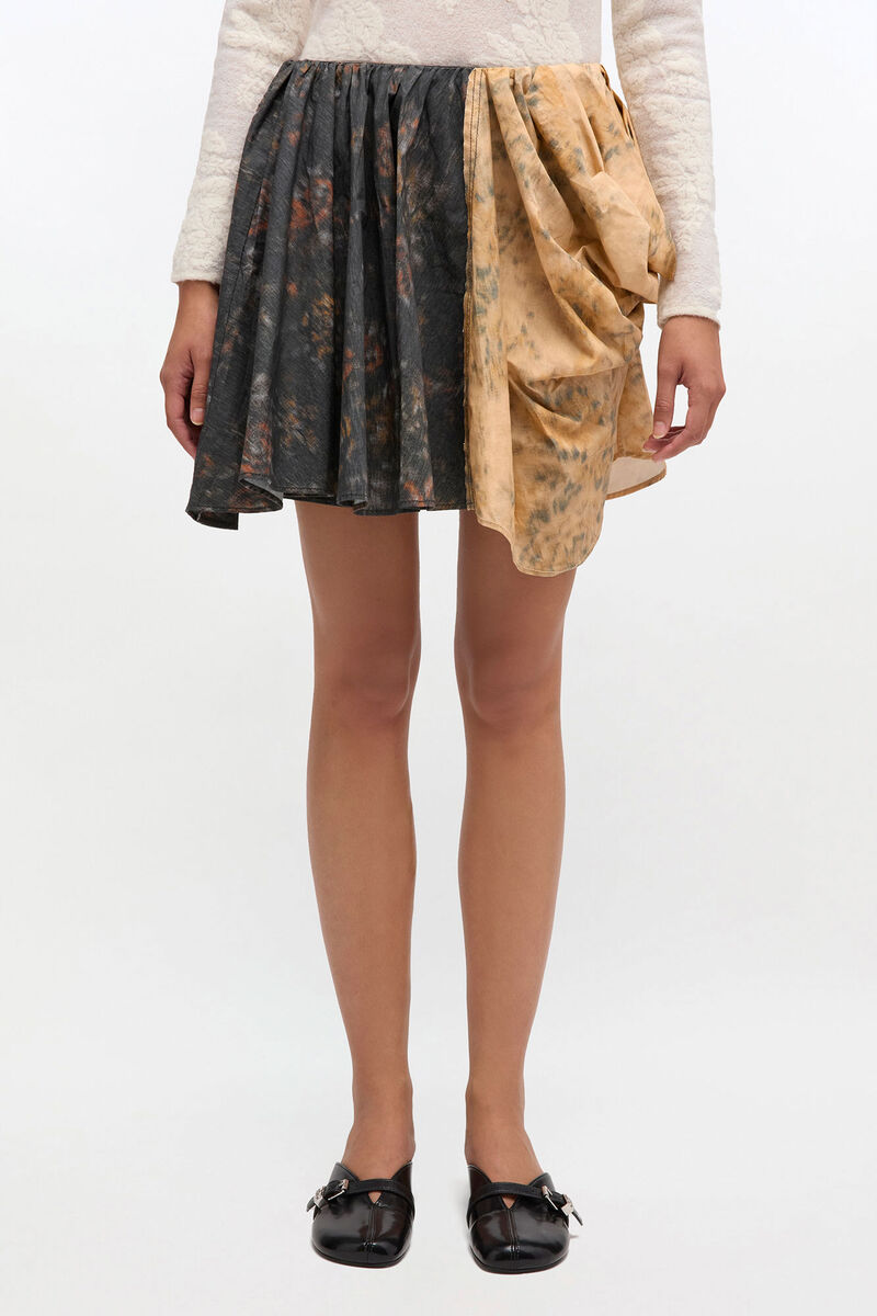 Black and Beige Drapey Skirt, Elastane, in colour Multicolour - 2 - GANNI