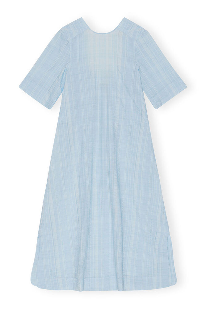 Seersucker Check Maxi Dress, Ice Water