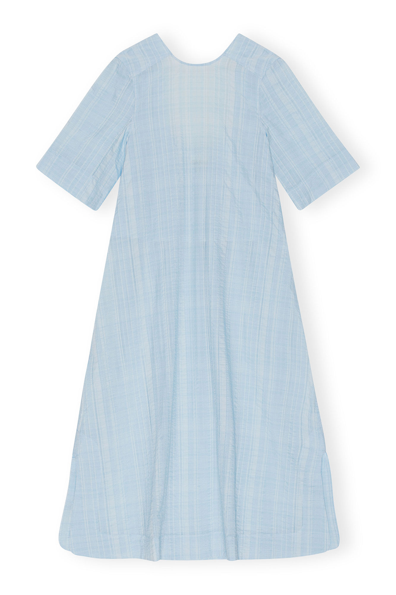 Seersucker Check Maxi Dress, Elastane, in colour Ice Water - 1 - GANNI