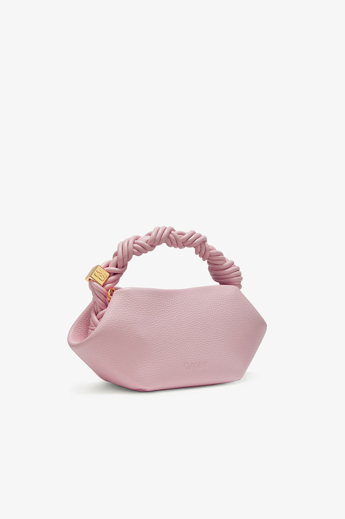 Grained Mini Bou Bag, in colour Chalk Pink - 2 - GANNI
