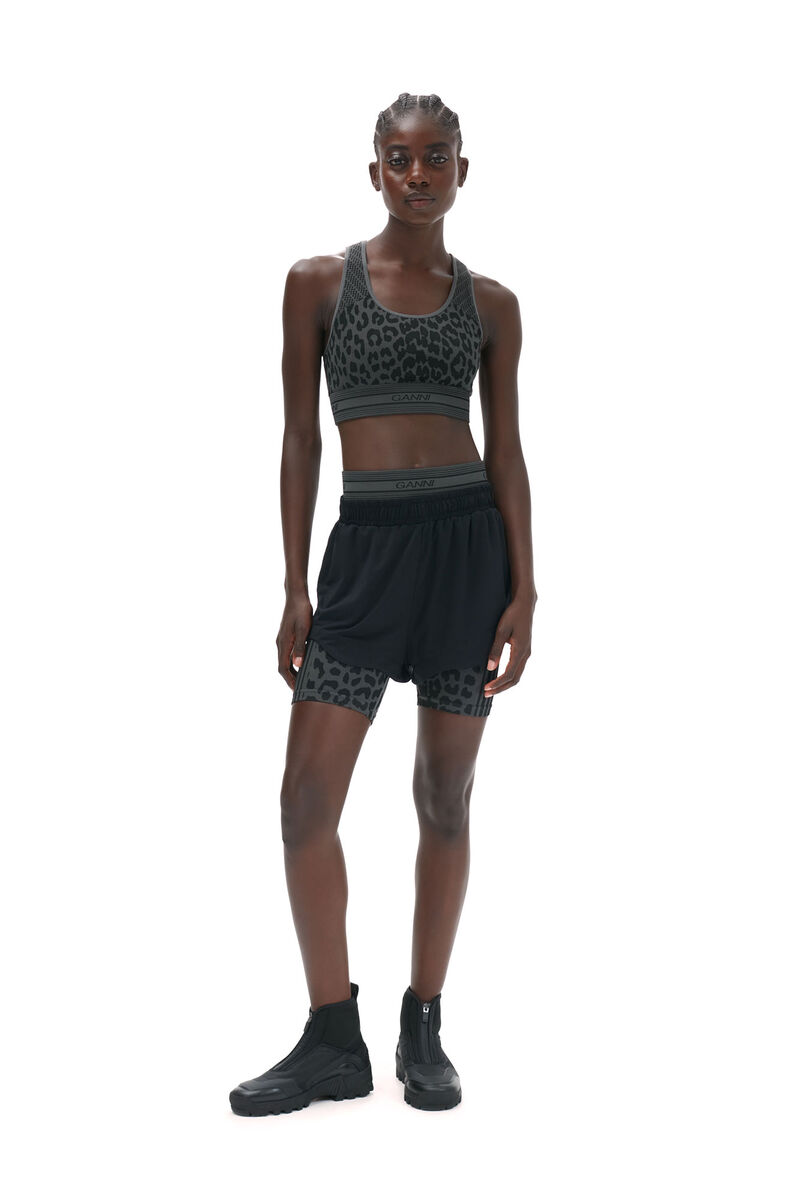 Active-Netz-Shorts, Elastane, in colour Black - 1 - GANNI