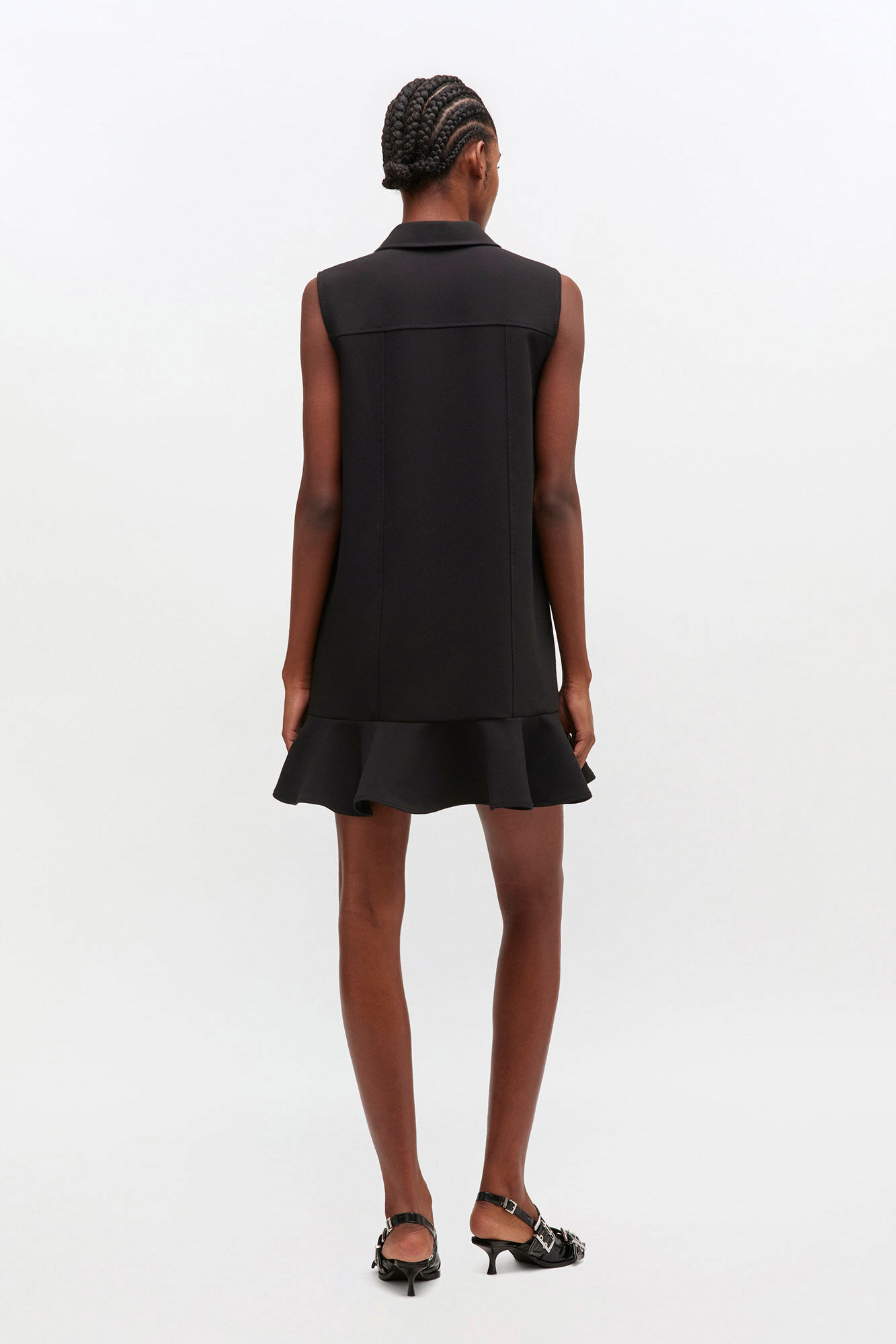 Black Twill Suiting Mini Dress, Recycled Polyester, in colour Black - 2 - GANNI