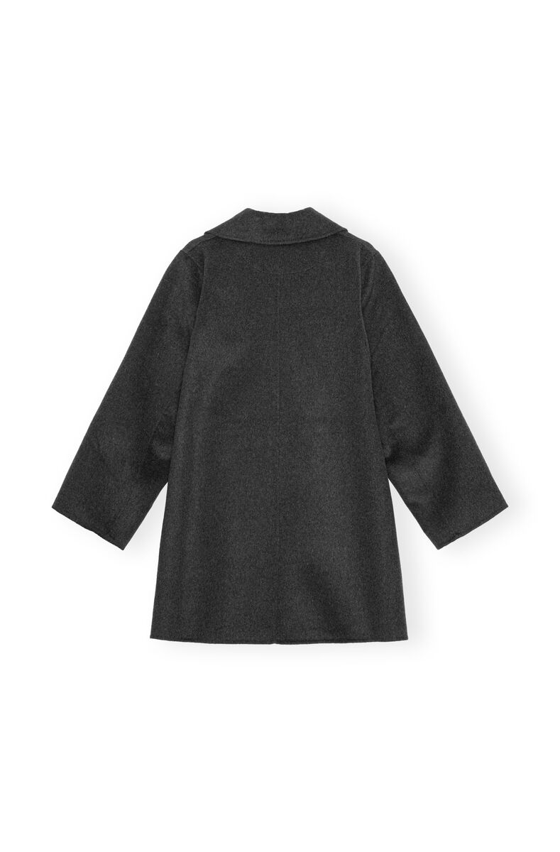 Grey Wool Midi Jacket, Recycled Polyester, in colour Phantom - 2 - GANNI