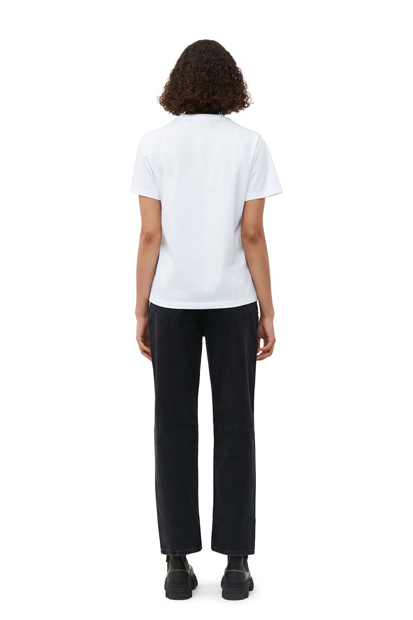 Relaxed Joy T-shirt, Organic Cotton, in colour Bright White - 3 - GANNI