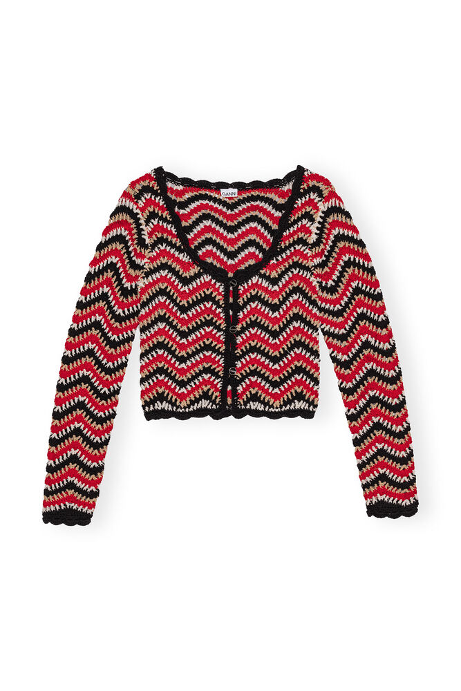 Red Cotton Crochet-cardigan, Racing Red