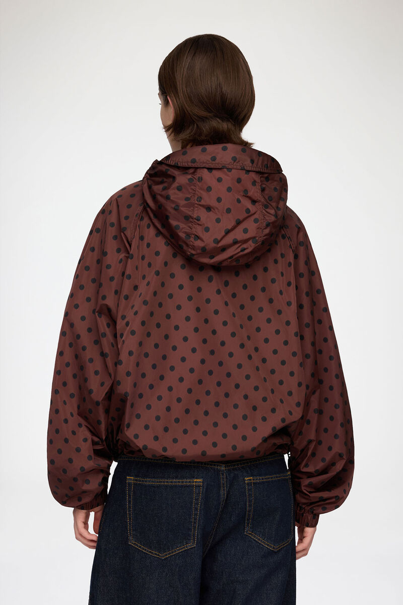 Jacket in Printed Nylon, Recycled Polyamide, in colour Chicory Coffee - 3 - GANNI