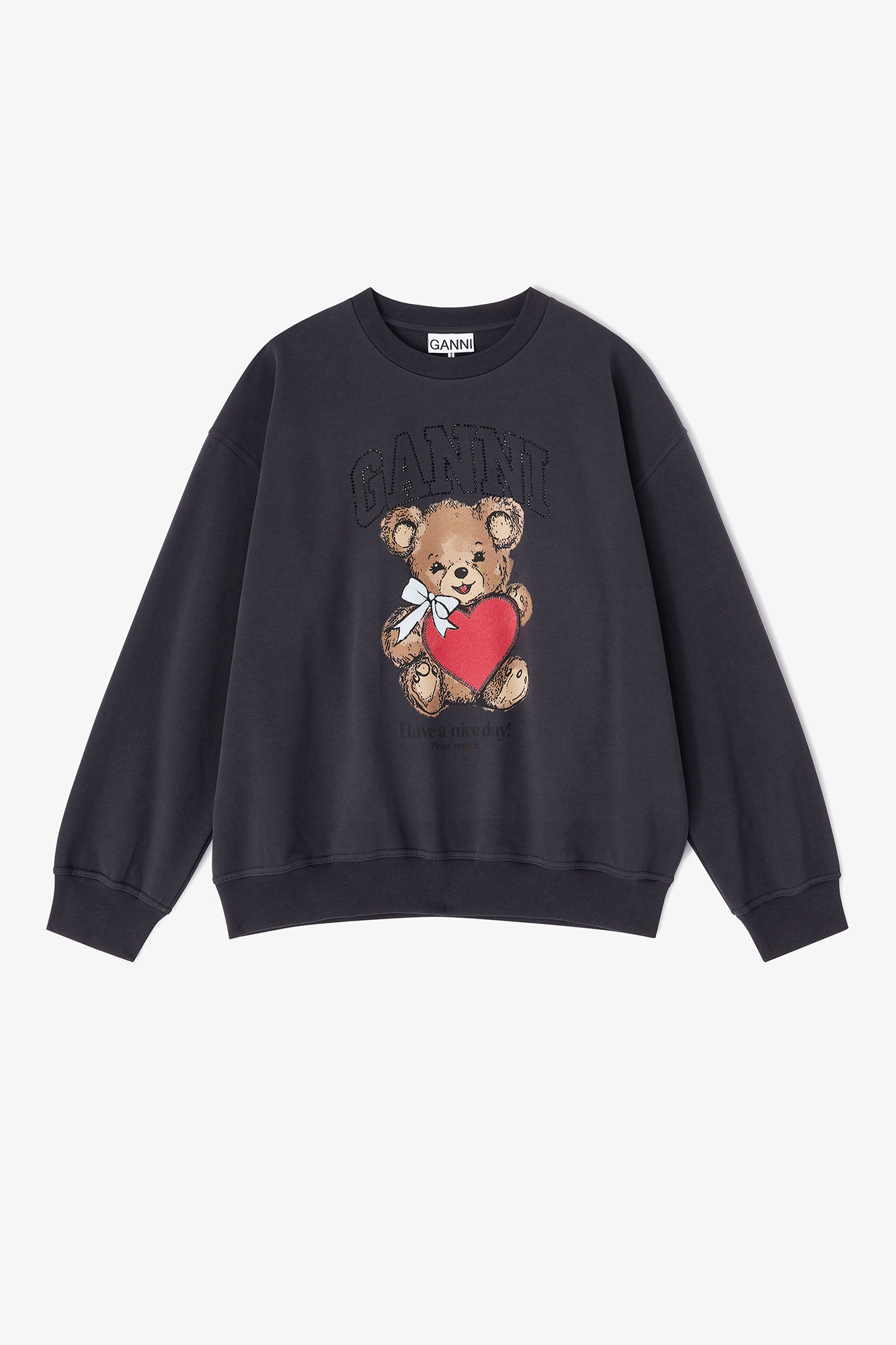 Grey Bear Sweatshirt, in colour Phantom - 1 - GANNI