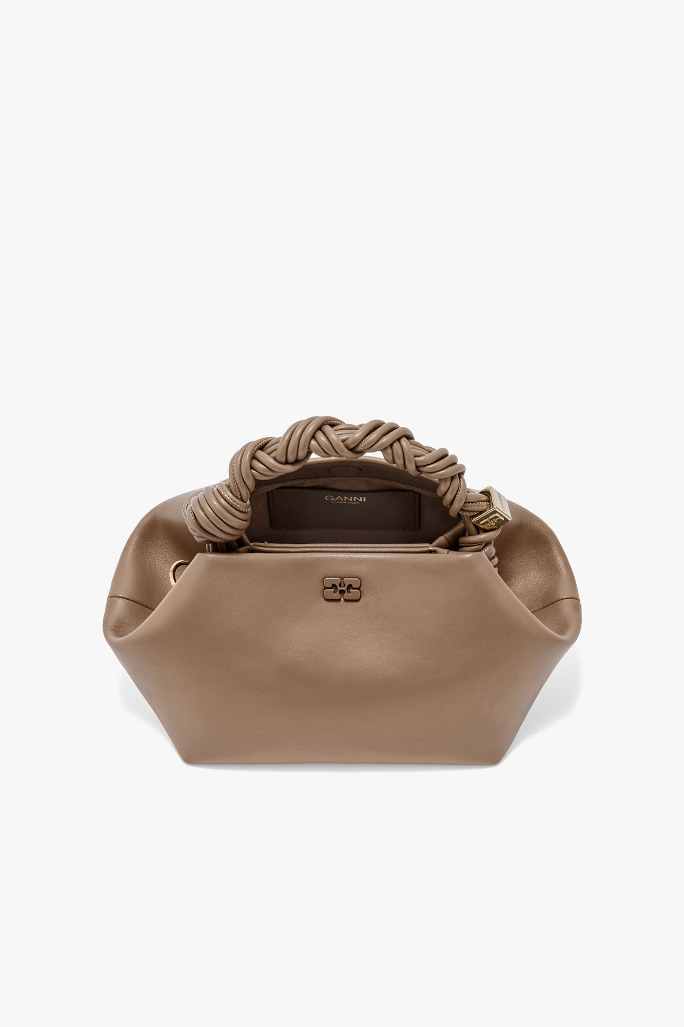 Small Bou Bag in Brown, Recycled Leather, in colour Coca Mocha - 3 - GANNI