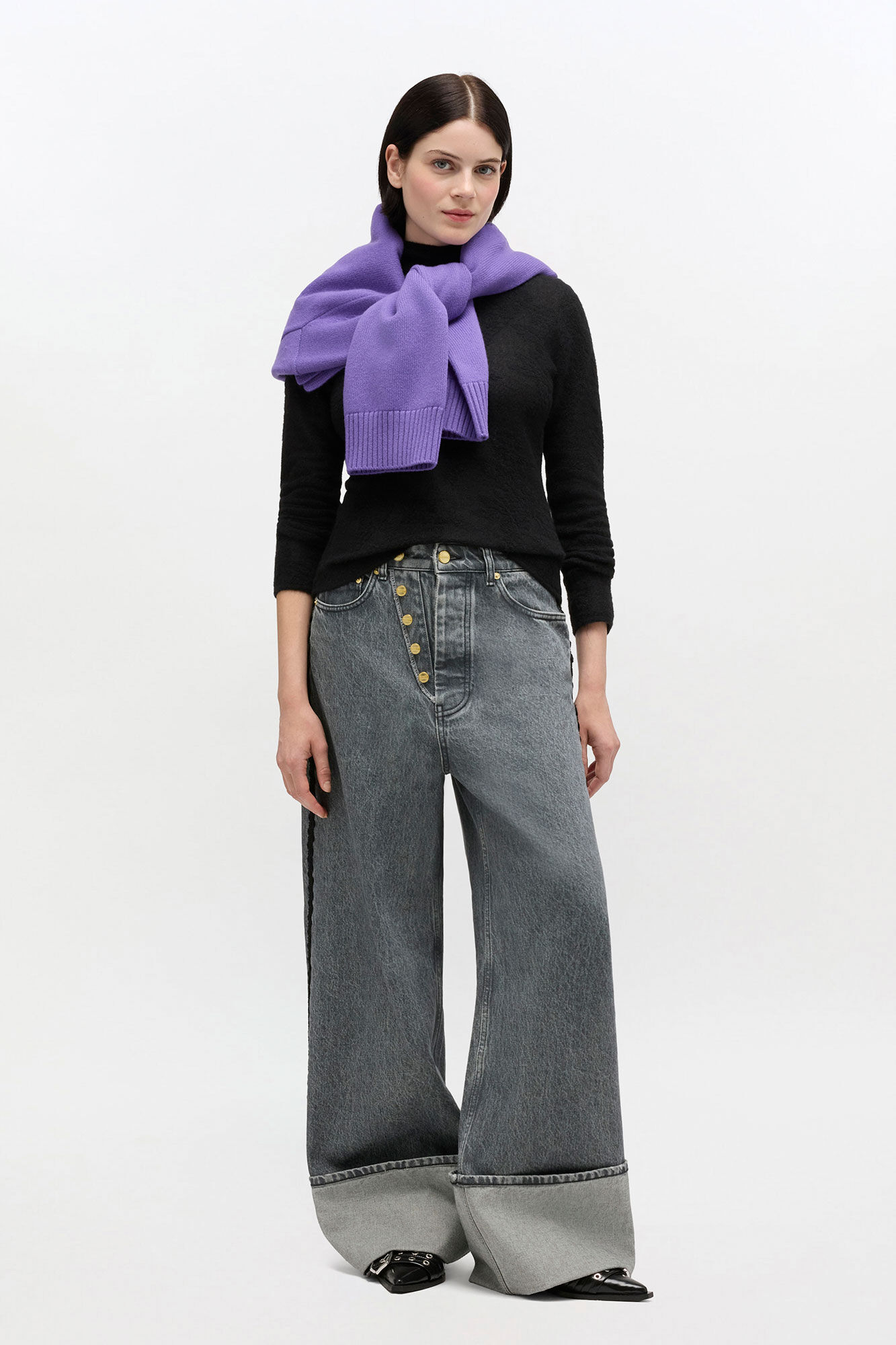 Double Fly Baggy Jeans, Organic Cotton, in colour Slate Grey - 2 - GANNI