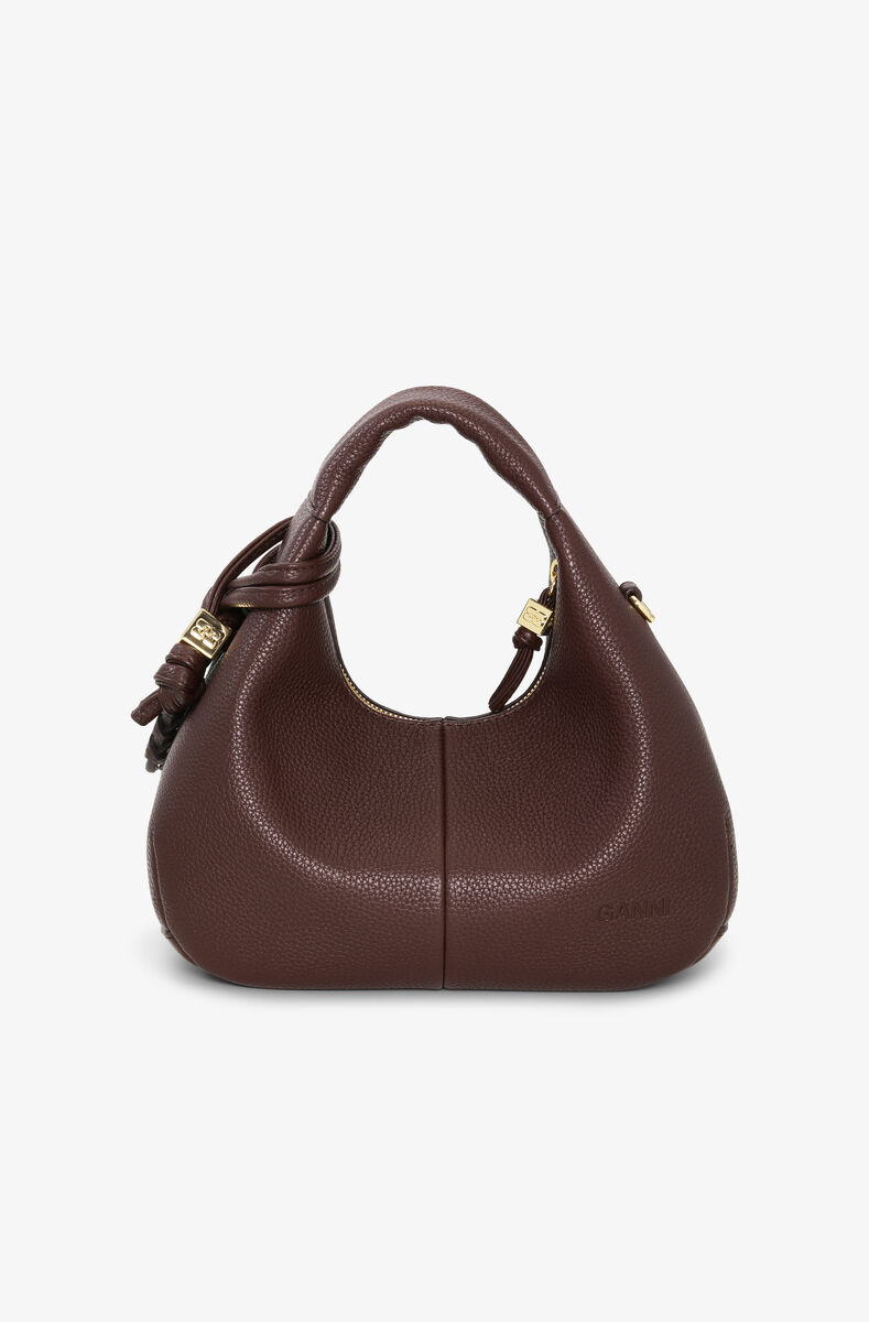 Mini sac Hobo marron, Polyurethane, in colour Chicory Coffee - 3 - GANNI