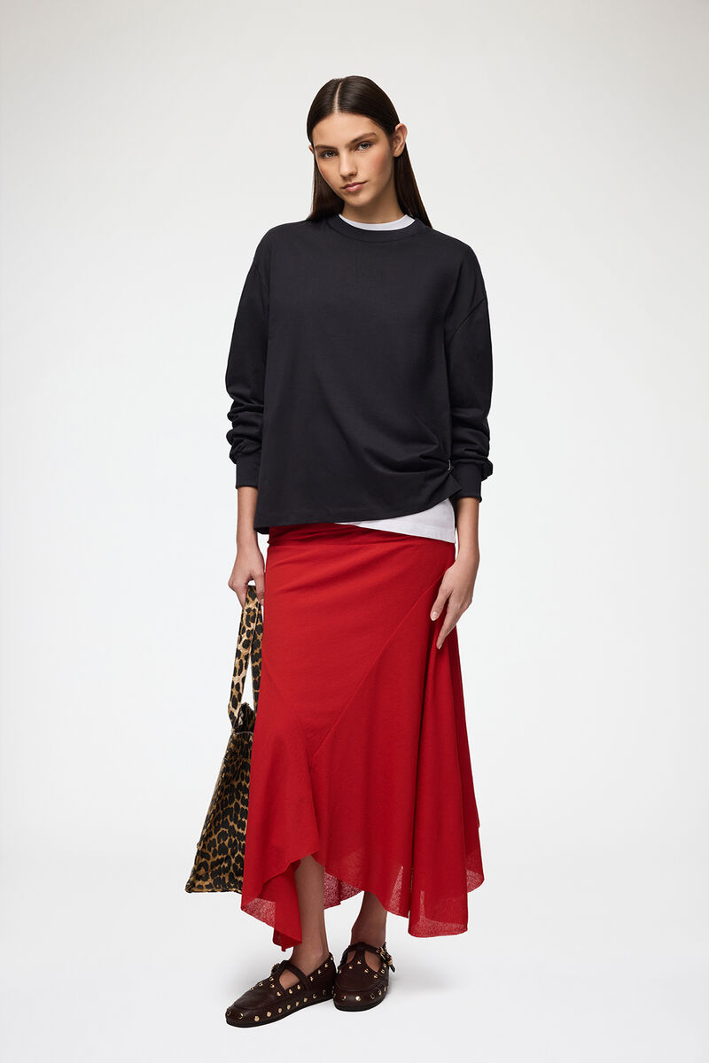 Essential Basic Long-sleeve, Organic Cotton, in colour Phantom - 2 - GANNI