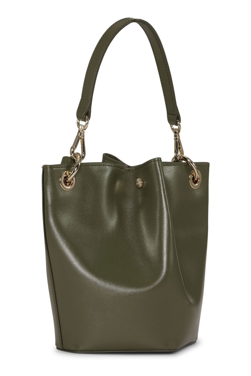 Diamond Bucket Bag, Leather, in colour Kalamata - 2 - GANNI