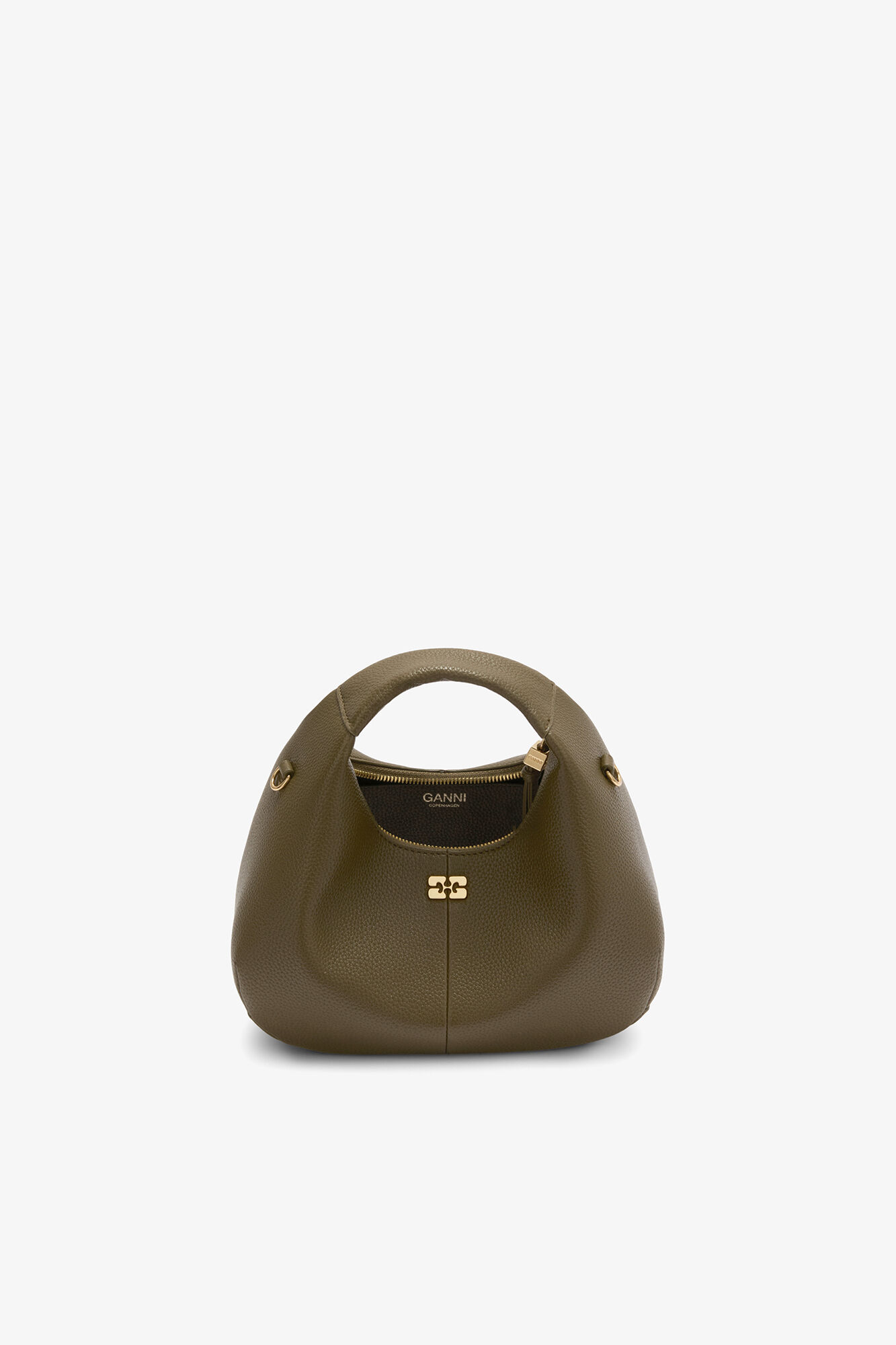 Mini sac vert Hobo, Recycled Polyester, in colour Military Olive - 3 - GANNI