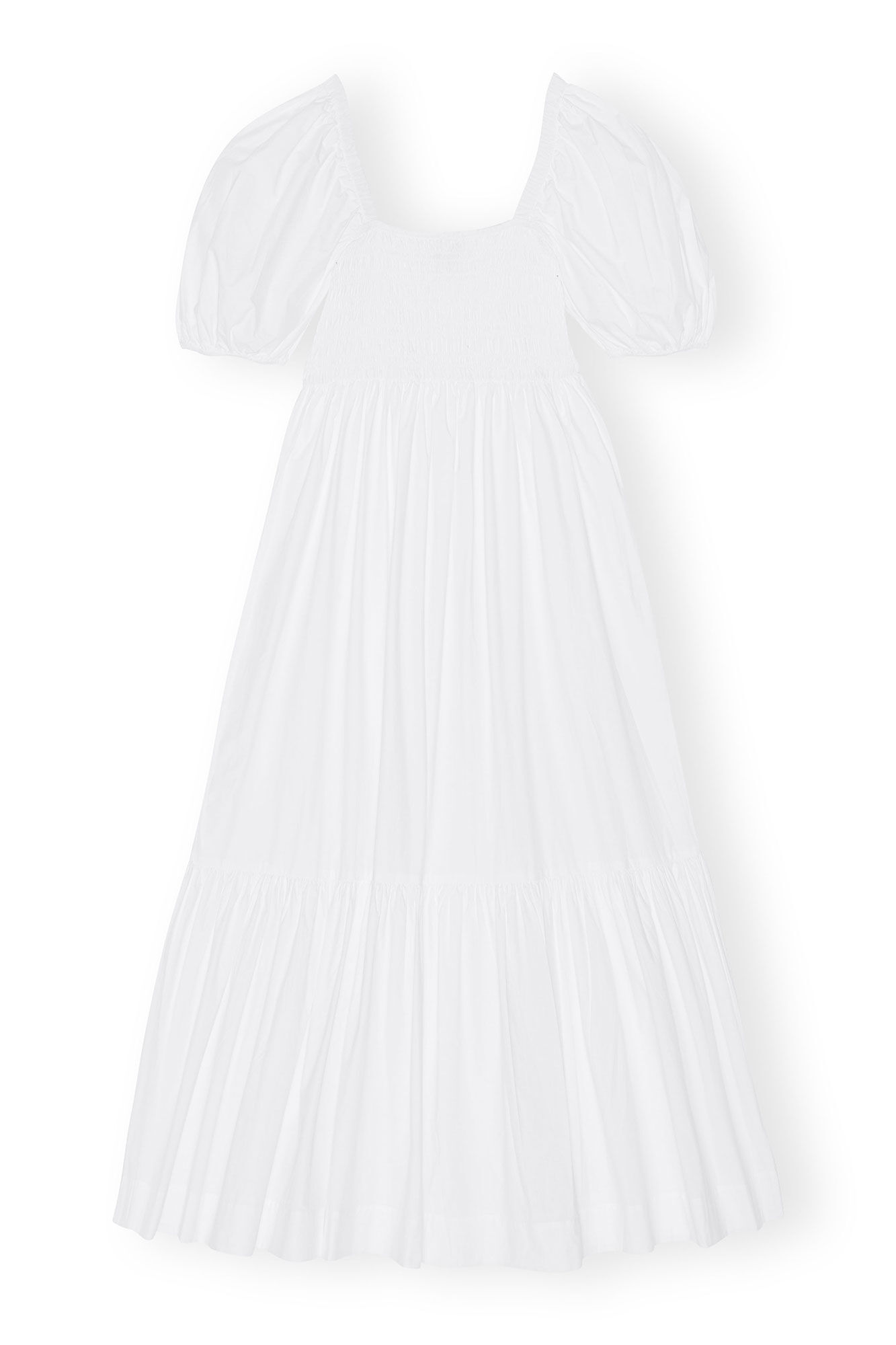 Cotton Poplin Smock Maxi Dress, Cotton, in colour Bright White - 1 - GANNI