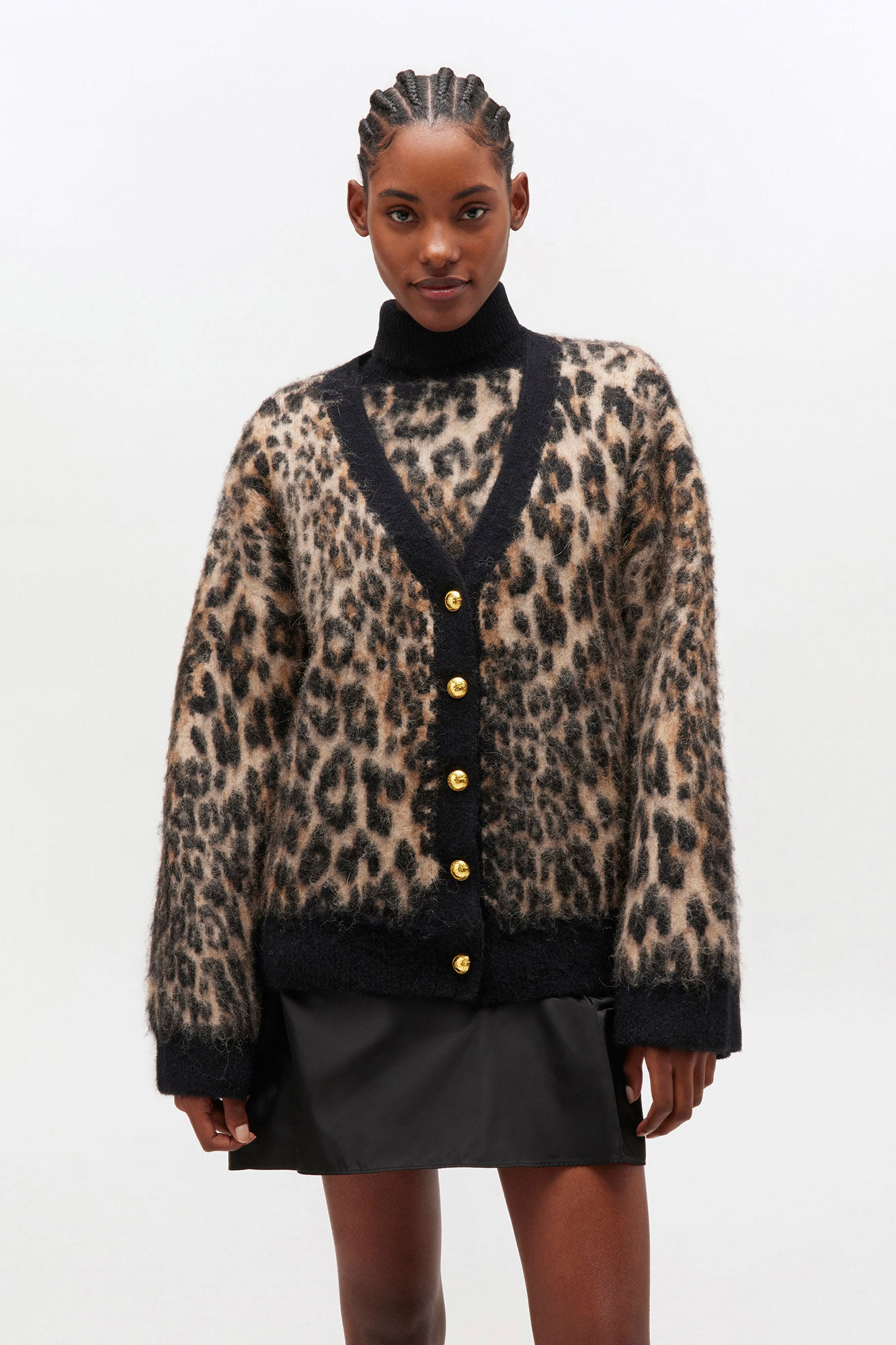 Leopard Leopard V-neck Cardigan | GANNI DK