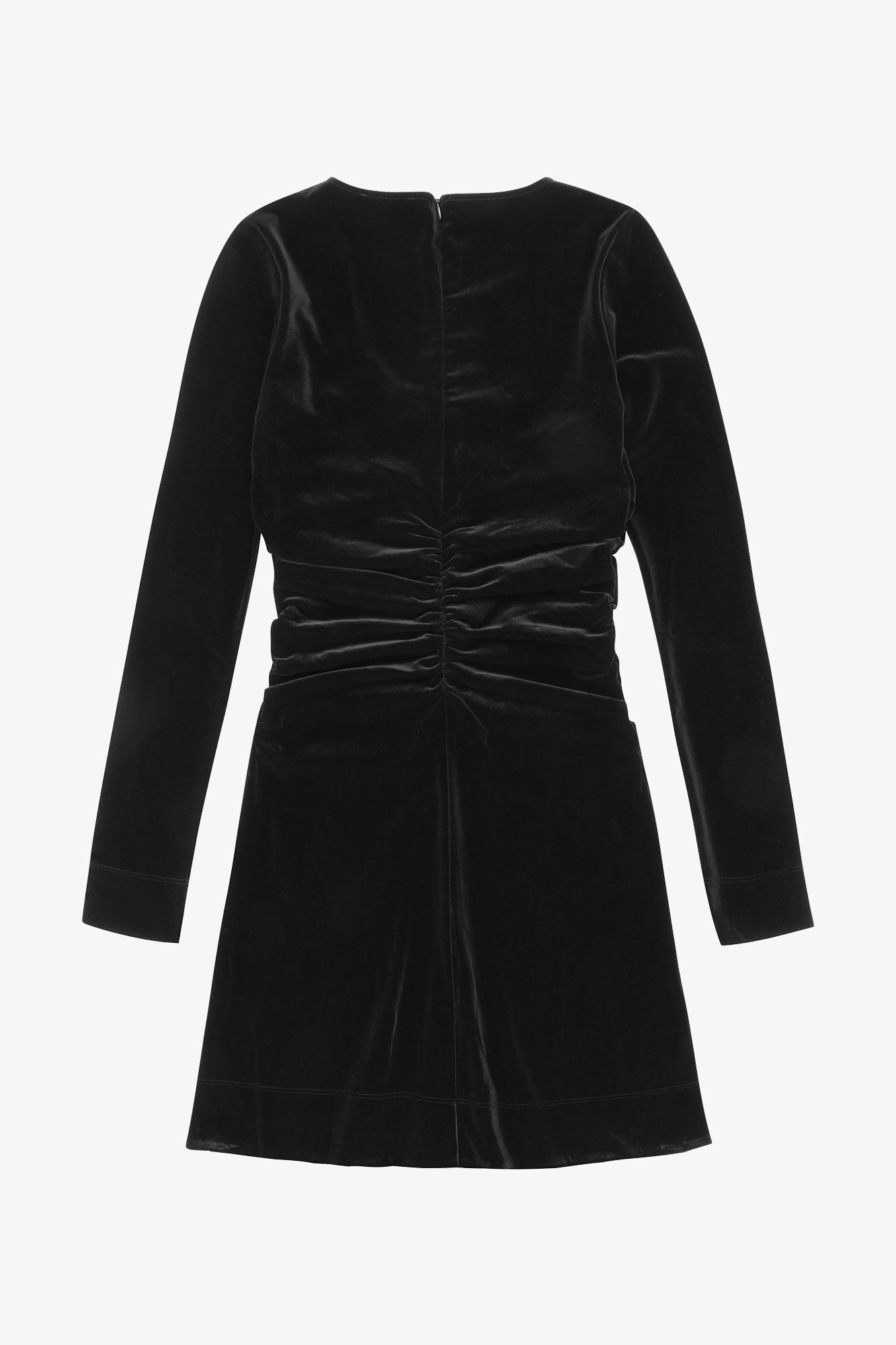 Black Velvet Jersey Mini Dress, Recycled Polyester, in colour Black - 2 - GANNI