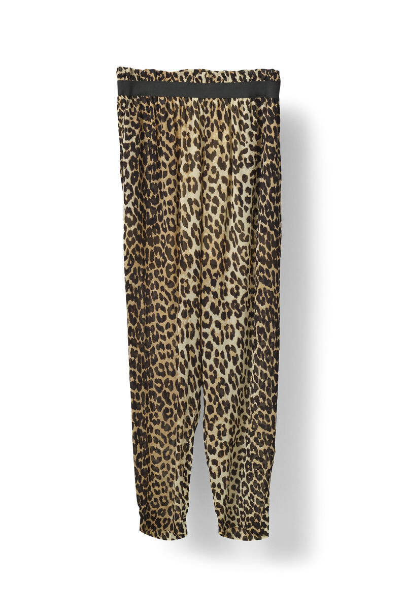 Miku Georgette Pants, in colour Leopard - 1 - GANNI