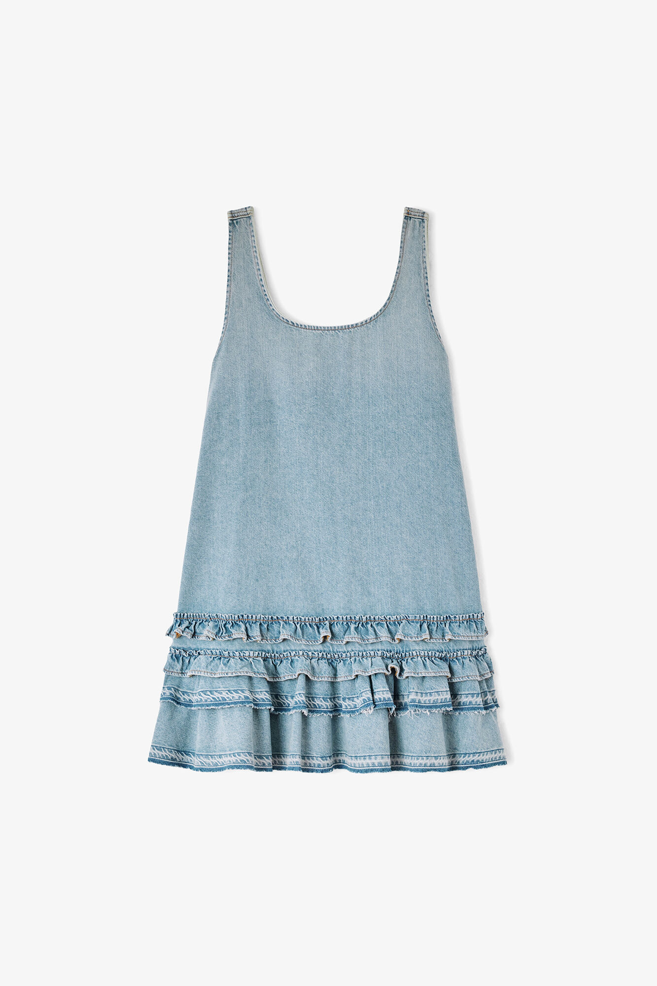 Dress in Lightweight Denim, Organic Cotton, in colour Light Blue Vintage - 1 - GANNI