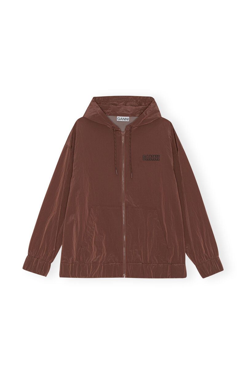 Tech Fabric Jacket, Nylon, in colour Root Beer - 1 - GANNI