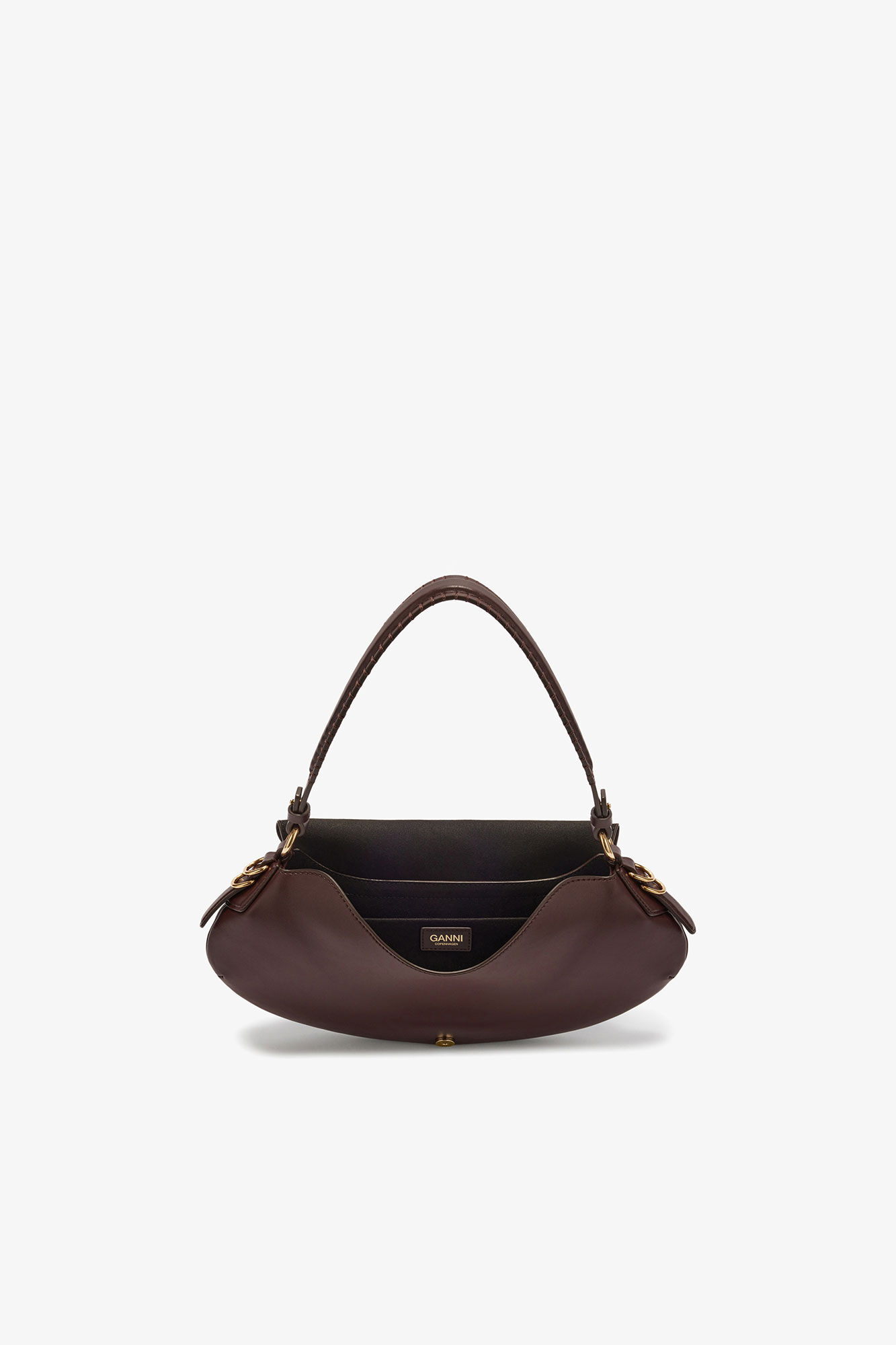 B-Kat-veske i brunt, Recycled Leather, in colour Chicory Coffee - 3 - GANNI