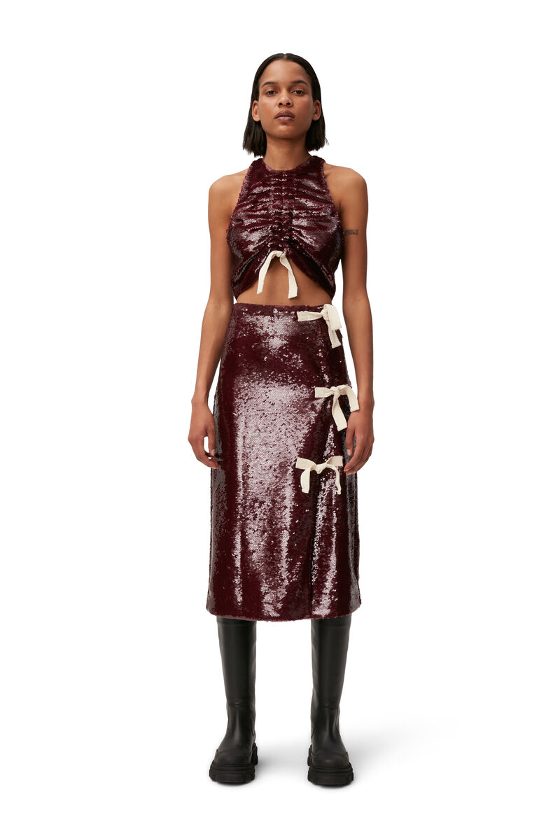 Sequins Midi Skirt, Recycled Polyester, in colour Port Royale - 3 - GANNI