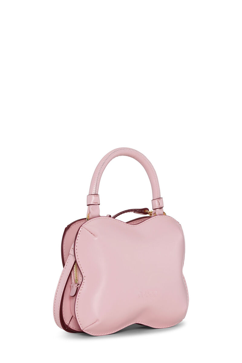 Pink Small Butterfly Crossbody Bag, Polyester, in colour Powder - 2 - GANNI