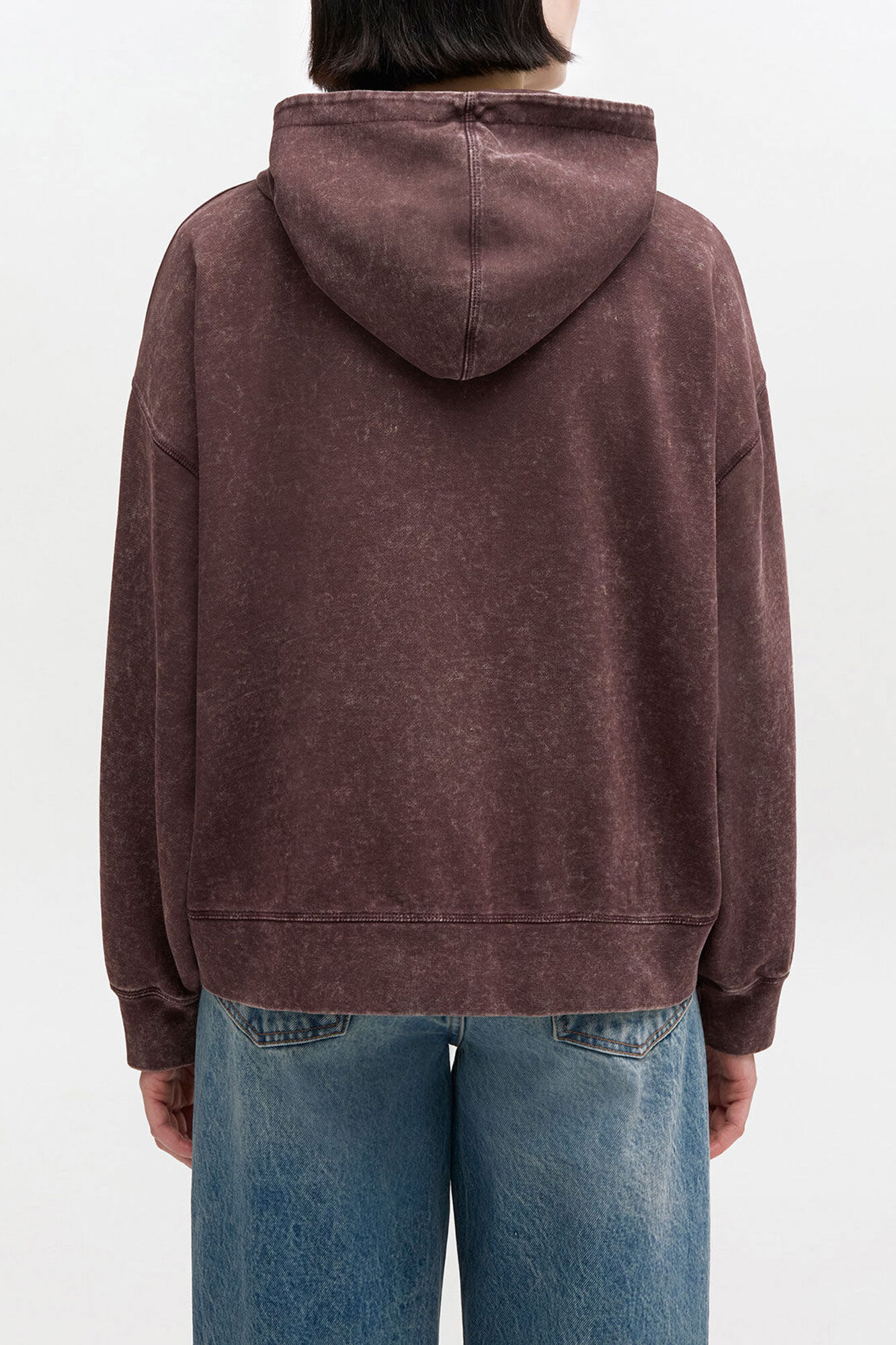 Vintage Wash Hoodie, Organic Cotton, in colour Chocolate Plum - 3 - GANNI