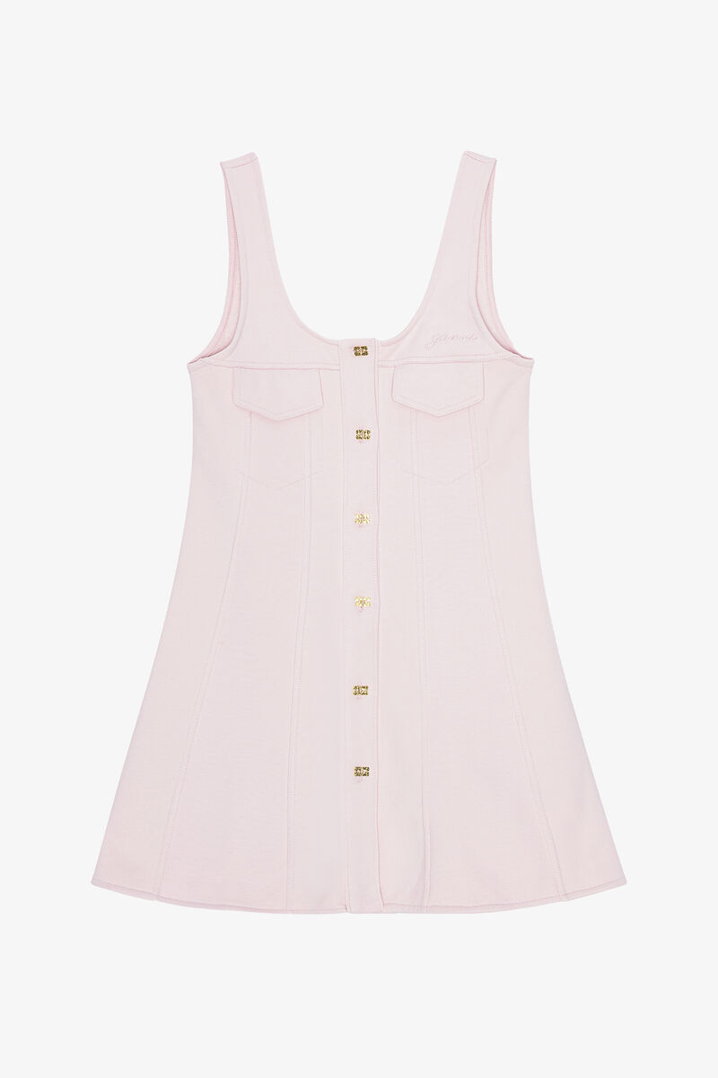Robe courte rose, Cotton, in colour Chalk Pink - 1 - GANNI