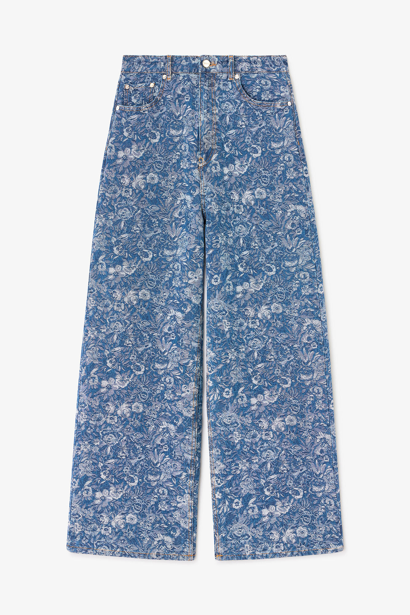 Blaue Gobelin-Baggy-Jeans, Organic Cotton, in colour Mid Blue Stone - 1 - GANNI