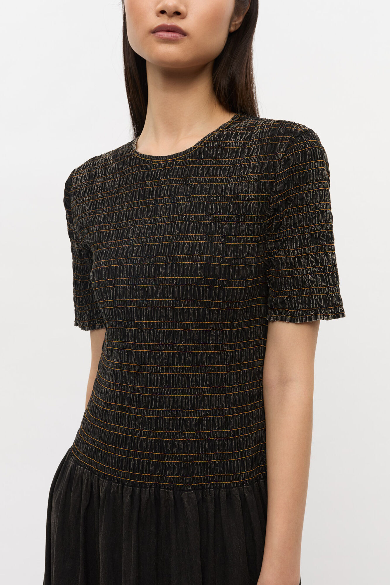 Black Washed Smock Dress, Organic Cotton, in colour Black - 3 - GANNI