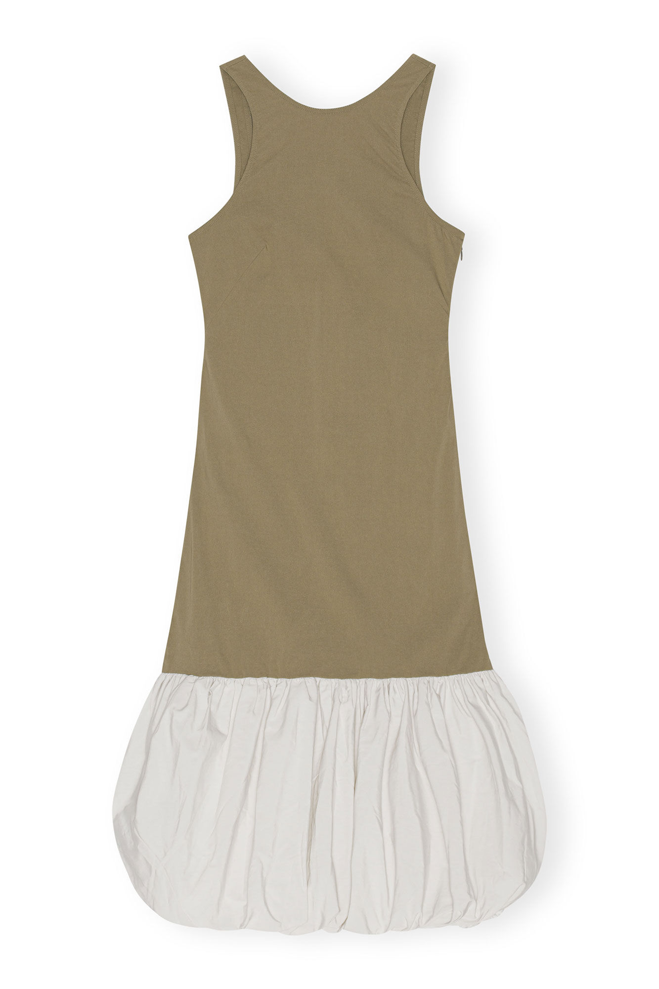 Taffeta Mix klänning med öppen rygg, Elastane, in colour Aloe - 1 - GANNI