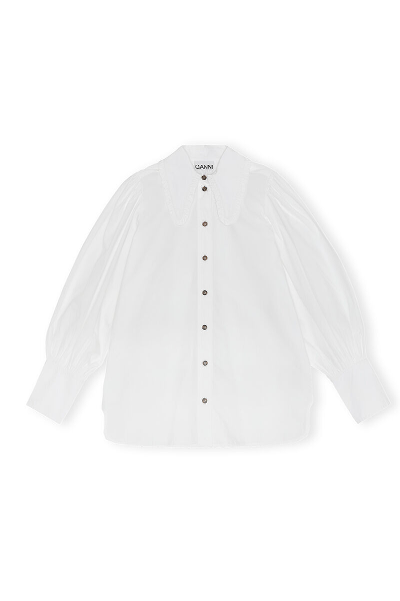 Balloon Sleeve Shirt, Cotton, in colour Bright White - 1 - GANNI