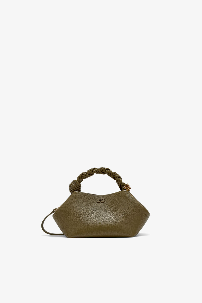 Small Bou Bag（グリーン）, Recycled Polyester, in colour Military Olive - 1 - GANNI
