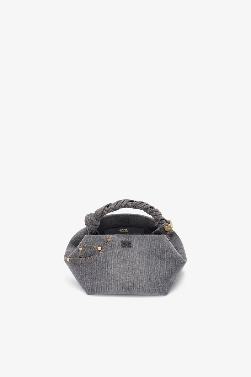 Petit sac gris d&eacute;lav&eacute; Bou, Recycled Cotton, in colour Lava Smoke - 3 - GANNI